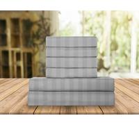 Elegant Comfort Dobby Stripe 1500 - Set di biancheria da letto, morbide, di prima qualità, in microfibra, resistenti alle pieghe e allo scolorimento (6 pezzi), a righe, grigio argento
