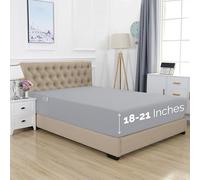 Elegant Comfort Lenzuolo con angoli singoli di qualità alberghiera, con tasca extra profonda, 45,7 cm - 53,3 cm, per materasso alto, lussuoso e morbido, 1500 fili, di qualità egiziana, con tasca intelligente, piena, argento