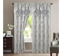 Elegant Comfort Lussuoso bellissimo set di tende con mantovana attaccata e supporto 137,2 x 213,4 cm (set da 2), grigio
