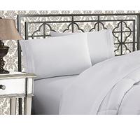 Elegant Comfort Lussuoso set di lenzuola 1500 in microfibra di qualità alberghiera, tre linee, ricamate, morbide, 4 pezzi, resistente alle pieghe e allo sbiadimento, colore bianco