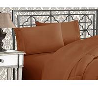 Elegant Comfort Lussuoso set di lenzuola 1500 in microfibra di qualità alberghiera, tre linee ricamate, morbide, 4 pezzi, resistente alle pieghe e allo sbiadimento, California King, bronzo