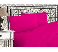 Elegant Comfort Lussuoso set di lenzuola 1500 in microfibra di qualità alberghiera, tre linee, ricamate, morbide, 4 pezzi, resistente alle pieghe e allo sbiadimento, California King, rosa acceso
