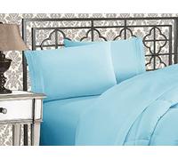 Elegant Comfort Lussuoso set di lenzuola 1500 in microfibra di qualità alberghiera, tre linee ricamate, morbido, 4 pezzi, resistente alle pieghe e allo sbiadimento, California King, verde acqua