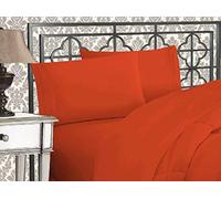 Elegant Comfort Lussuoso set di lenzuola 1500 in microfibra di qualità alberghiera, tre linee ricamate, morbido, 4 pezzi, resistente alle pieghe e allo sbiadimento, king size, ruggine