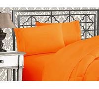 Elegant Comfort Lussuoso set di lenzuola da 4 pezzi, qualità egiziana, 1500 fili, ricamato, morbido, qualità alberghiera, resistente alle pieghe e allo sbiadimento, king size, arancione