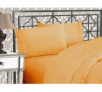Elegant Comfort Lussuoso set di lenzuola egiziane a 1500 fili, ricamate a tre righe, morbido, qualità alberghiera, 4 pezzi, resistente alle pieghe e allo sbiadimento, color oro cammello, California