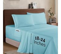 Elegant Comfort, Lussuoso set di lenzuola in microfibra 1500 alta qualità alberghiera, 4 pezzi, morbido, elastico, profondità 45-61 cm, con angoli extra profondi, per letto Twin/Twin XL, colore acqua