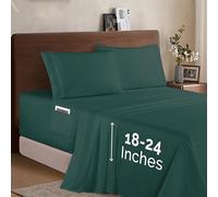 Elegant Comfort, Lussuoso set di lenzuola in microfibra 1500 alta qualità alberghiera, 4 pezzi, morbido, elastico, profondo 45-61 cm, angoli extra profondi, per letto matrimoniale, verde cacciatore