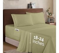 Elegant Comfort, Lussuoso set di lenzuola in microfibra 1500 alta qualità alberghiera, 4 pezzi, morbido, elastico, profondo 45-61 cm, con angoli extra profondi, letto matrimoniale, verde salvia/verde