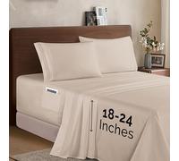 Elegant Comfort, Lussuoso set di lenzuola in microfibra 1500 alta qualità alberghiera, 4 pezzi, morbido, elastico, profondo 45-61 cm, con angoli extra profondi, per letto matrimoniale XL, color crema