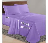 Elegant Comfort Lussuoso set di lenzuola in microfibra 1500 di alta qualità, 4 pezzi, profondità 45-61 cm, con angoli extra profondi, ultra morbide, per letto king, colore: lavanda