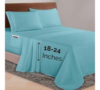 Elegant Comfort Luxurious 1500 Premium Hotel Quality Microfiber 4-Piece Sheet Set, 18-24 Inches Deep - Extra Deep Pocket Sheets - Ultra Soft 4PC Deep Pocket Sheets, Full, Aqua Blue