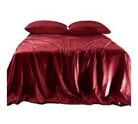 Elegant Comfort Luxurious 4-Piece Silky Satin Sheet Set, Skin and Hair Friendly, Wrinkle, Fade, Stain Resistant with Deep Pockets Fitted Sheet, Cooling Soft Satin Sheet Set, Queen, Burgundy