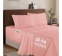 Elegant Comfort Luxury 1500 Premium Hotel Quality Microfiber 4-Piece Sheet Set - Soft, All Around Elastic 18-24 Inches Deep Fitted Sheet - Extra Deep Pocket Sheets, Queen, Dusty Rose