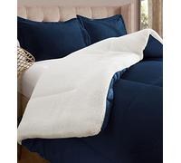 Elegant Comfort Piumino reversibile pesante in micro-camoscio, flanella di microsuede, blu notte blu navy, Twin XL