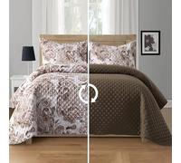 Elegant Comfort Plaid patchwork reversibile pesante con cuciture premium per tutte le stagioni trapuntato, microfibra, tortora, completo