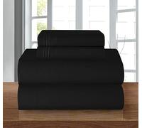 SandersCollection Elegant Comfort Coziest - Set di biancheria da letto, lenzuolo con angoli elasticizzati, tasca profonda fino a 40,6 cm, in microfibra, nero, king size