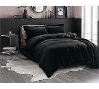 Elegant Comfort Set copripiumino di lusso, 3 pezzi, in microfibra 1500, qualità alberghiera, collezione alberghiera, copripiumino con chiusura a bottone e federe, per letto king/California King, nero