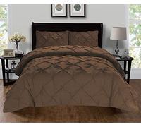 Elegant Comfort Set copripiumino Pintuck, 2 pezzi, con inserto di protezione per piumino, senza pieghe, in microfibra, marrone cioccolato, Twin XL