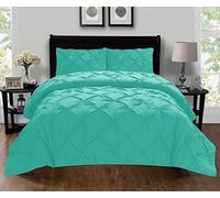 Elegant Comfort Set copripiumino Pintuck, 2 pezzi, con inserto di protezione per piumino, senza pieghe, in microfibra, turchese, Twin XL
