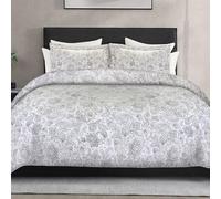 Elegant Comfort Set copripiumino reversibile di lusso, 3 pezzi, in microfibra 1500, qualità alberghiera, motivo cachemire, copripiumino con chiusura a bottone e federe, per letto