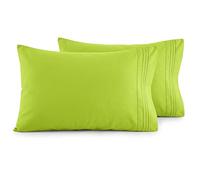 Elegant Comfort Set di 2 federe di lusso ultra morbide, in microfibra egiziana, 1500 fili, di qualità egiziana, doppia spazzolata, resistente alle pieghe, king size, lime