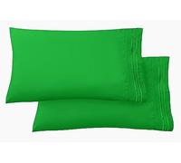 Elegant Comfort Set di 2 federe di lusso ultra morbide, in microfibra spazzolata di alta qualità, 1500, di alta qualità, resistente alle pieghe, king size, verde smeraldo