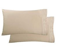 Elegant Comfort Set di 2 federe di lusso ultra morbide, in microfibra spazzolata di alta qualità, 1500, di alta qualità, resistente alle pieghe, king size, color crema