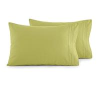Elegant Comfort Set di 2 federe di lusso ultra morbide, in microfibra spazzolata di alta qualità, qualità alberghiera, doppia spazzolata, resistente alle pieghe, standard/queen size, verde pistacchio