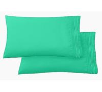 Elegant Comfort Set di 2 federe di lusso ultra morbide, in microfibra spazzolata di alta qualità, qualità alberghiera, doppia spazzolata, resistente alle pieghe, standard/queen, verde acqua paradiso