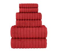 Elegant Comfort Set di 6 asciugamani da bagno di lusso in velluto a coste in 100% cotone turco, sensazione di alta qualità, asciugatura rapida, altamente assorbenti, contiene 2 asciugamani da bagno, 2