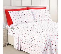 Elegant Comfort Set di 6 lenzuola morbide e accoglienti, microfibra di qualità alberghiera 1500 fili, con tasca profonda, resistente alle pieghe, motivo cuore, doppio, Valentina