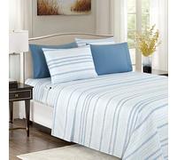 Elegant Comfort Set di 6 lenzuola morbide e accoglienti, microfibra di qualità alberghiera 1500 fili, con tasca profonda, resistente alle pieghe, motivo floreale, matrimoniale, acqua