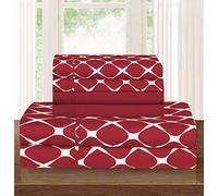 Elegant Comfort Set di biancheria da letto 6 pezzi di lusso, morbido e confortevole, resistente alle pieghe, motivo Milano - 1500 fili al pollice quadrato, letto super grande, bordeaux