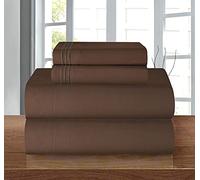 Elegant Comfort Set di Biancheria da Letto con Angoli Elasticizzati Resistenti alle Pieghe, Tasca Profonda Fino a 40,6 cm, Microfibra, Marrone Cioccolato, Regina