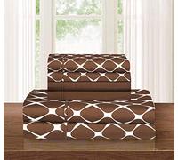 Elegant Comfort Set di biancheria da letto di lusso, morbido e accogliente, 6 pezzi, resistente alle pieghe, motivo a graticci Milano, in microfibra egiziana, 1500 fili, per letto matrimoniale,