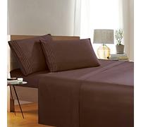 Elegant Comfort - Set di biancheria da letto in 3 pezzi, di qualità egiziana, resistente alle pieghe e allo sbiadimento, con tasca profonda, Microfibra, Marrone caffè espresso., Completo