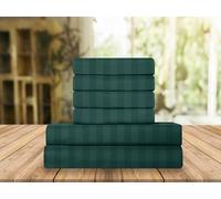 Elegant Comfort Set di biancheria da letto, lussuose e morbide, motivo Dobby a righe 1500, in microfibra, di prima qualità, resistenti alle pieghe e allo scolorimento (4 pezzi), a righe, verde foresta