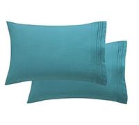 Elegant Comfort Set di federe di lusso ultra morbide, 2 pezzi, in microfibra spazzolata di alta qualità, 1500, di alta qualità, resistente alle pieghe, standard/queen, turchese
