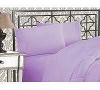 Elegant Comfort - Set di lenzuola 1500 in microfibra di qualità alberghiera, tre linee ricamate, morbido, 4 pezzi, resistente alle pieghe e allo sbiadimento, California King, lavanda