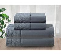 Elegant Comfort Set di lenzuola di lusso morbido e accogliente, 4 pezzi, 1500 fili, in microfibra di qualità egiziana, resistente alle pieghe, bellissimo design trapuntato su lenzuolo piano e federe,