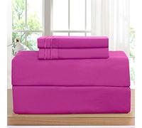 Elegant Comfort Set di lenzuola di prima qualità su Amazon, a 1500 fili, antigrinze, antiscolorimento e antimacchia, 4 pezzi, con tasca, queen, rosa shocking