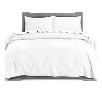 Elegant Comfort Set di lenzuola in 100% flanella di cotone turco, morbide, 4 pezzi, lenzuolo con angoli profondi, ultra morbide, calde e anti-pelucchi, per letto king, colore: bianco
