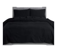 Elegant Comfort Set di lenzuola in 100% flanella di cotone turco, morbide, 4 pezzi, lenzuolo con angoli profondi di alta qualità, ultra morbide, calde e anti-pelucchi, per letto matrimoniale, nero