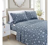 Elegant Comfort Set di lenzuola morbide e lussuose, con motivo natalizio 1500, in microfibra di qualità alberghiera, morbide, resistenti alle pieghe e allo scolorimento (4 pezzi), colore: grigio