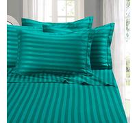 Elegant Comfort Set di lenzuola più morbide e accoglienti, 4 pezzi, microfibra di qualità alberghiera 1500, lussuose e resistenti alle pieghe, set di lenzuola damascate a righe, doppio, turchese