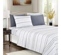 Elegant Comfort Set di lenzuola più morbide e accoglienti, 6 pezzi, microfibra di qualità alberghiera 1500, con tasca profonda, resistente alle pieghe, set di lenzuola floreali, completo, grigio traci