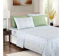 Elegant Comfort Set di lenzuola più morbide e accoglienti, 6 pezzi, microfibra di qualità alberghiera 1500, con tasca profonda, resistente alle pieghe, set di lenzuola floreali, California King, verde