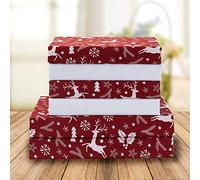 Elegant Comfort Set di lenzuola stampate per vacanze, 6 pezzi, 1500 fili, materiale traspirante e super morbido, resistente alle pieghe, lenzuola con angoli con tasche intelligenti, 6 pezzi, per letto