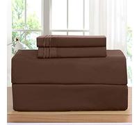 Elegant Comfort Set di lenzuola su Amazon 1500 fili, Premier antigrinze, antiscolorimento e antimacchia, 4 pezzi, con tasca profonda, California King, cioccolato